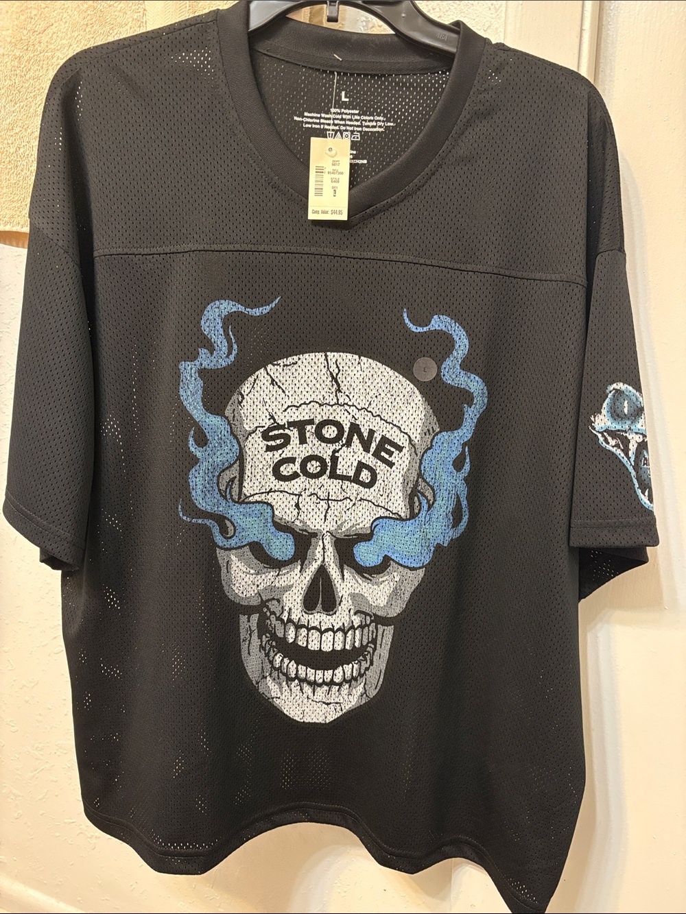 NWT WWE Stone Cold Steve Austin The Texas Rattlesnake V Neck Black Mesh Jersey - Picture 4 of 8